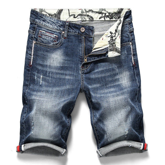 New Men's Stretchy Short Jeans Fashion Casual Slim Fit High Quality Elastic Denim Shorts Male Summer Clothes
