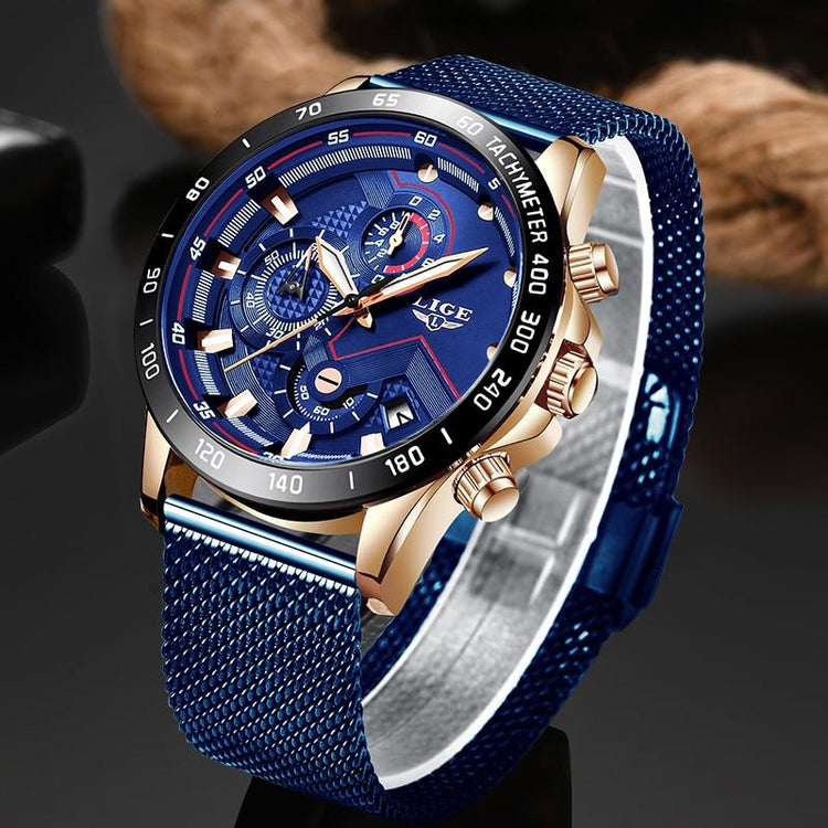 Luxury Mens Wrist Watch Quartz Clock Rose Gold Watch Men Waterproof Sport Chronograph - Buyhops