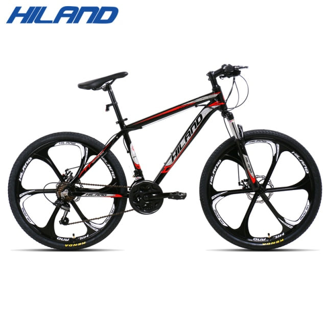 HILAND 26 inch 21 Speed Aluminum Alloy Suspension Bike Double Disc Brake Mountain Bike