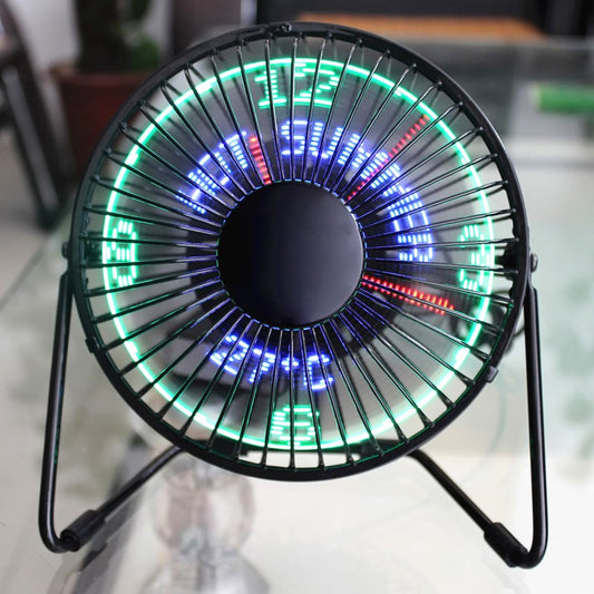 USB Fans Mini Time And Temperature Display With LED Light New Cool Gadget