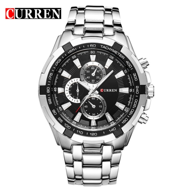 CURREN Watch Men Luxury Brand Watches Black Stainless Steel Male Army Watch Waterproof