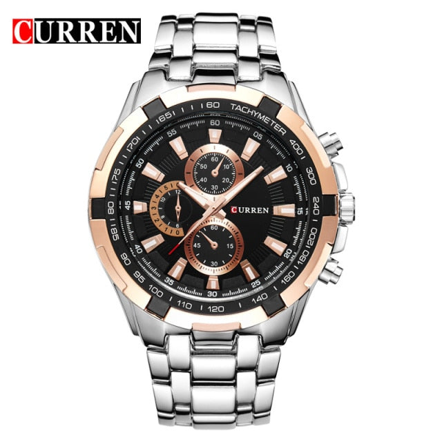 CURREN Watch Men Luxury Brand Watches Black Stainless Steel Male Army Watch Waterproof