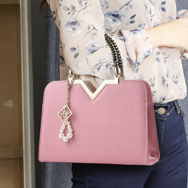 Women Handbags Leather Totes Bag Top-handle Embroidery Crossbody Shoulder Bag Lady Simple Style Hand Bags