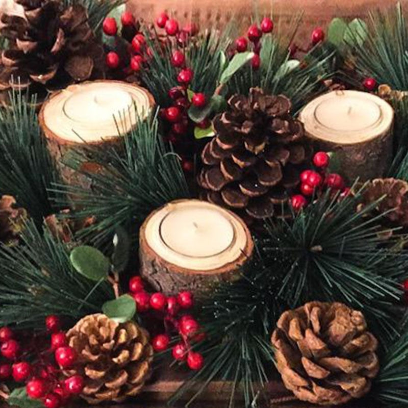 1Pcs Rustic Centerpieces Candle Decor Wooden Holder Base Holiday Table Light Candle Decor