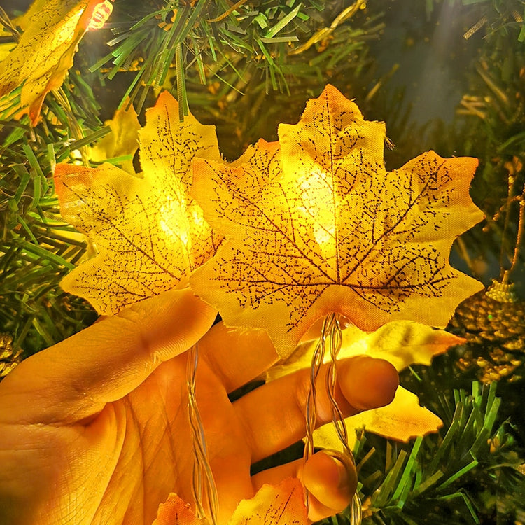 2M 10 LED Fairy Lights Artificial Maple Leaves Fall Thanksgiving Christmas Decoration