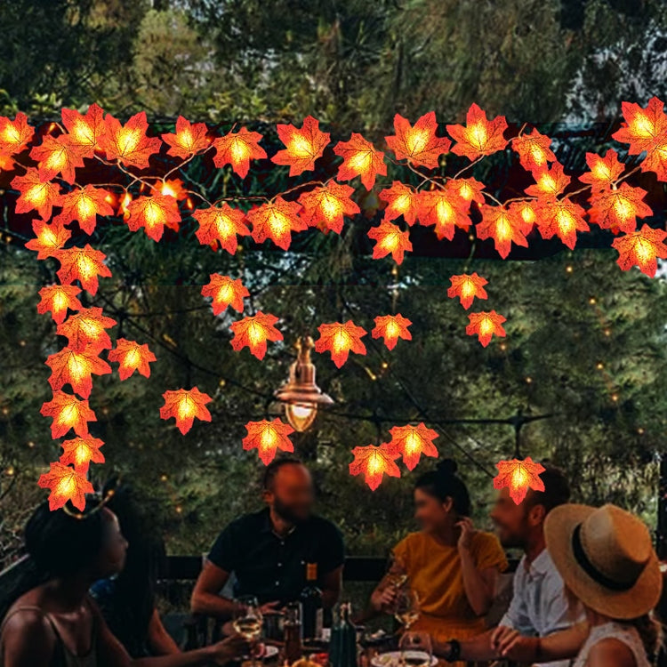2M 10 LED Fairy Lights Artificial Maple Leaves Fall Thanksgiving Christmas Decoration