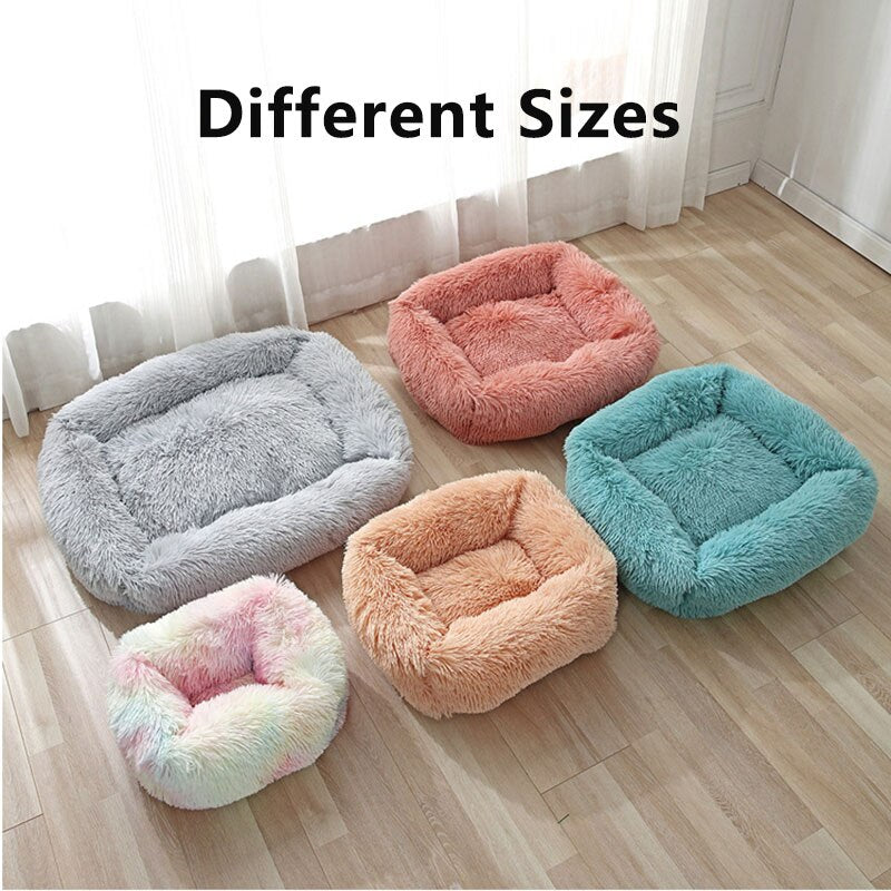Fluffy Beds For Large Dogs Round House Cushion Soft Long Plush