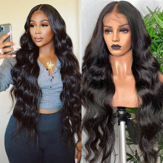 Brazilian Hair Body Wave Wig With Baby Hair Pre Plucked Bleached Knots Bling Hair Remy 13x6 Transparent Lace Frontal Wig
