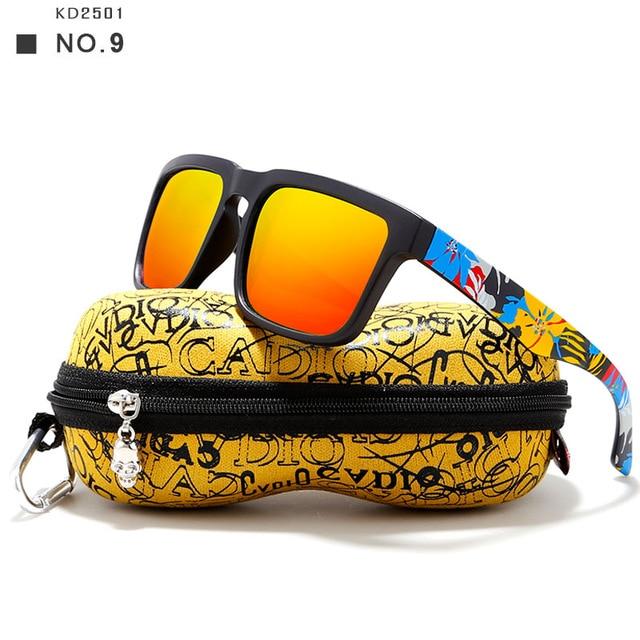 KDEAM Eye-catching Polarized Sunglasses For Men Matte Black Frame Fit. Painting Temples Play-Cool With Case - Buyhops