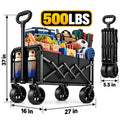500/400LBS Heavy Duty Folding Wagon Cart, All-Terrain Utility Wagon with Reinforced Steel