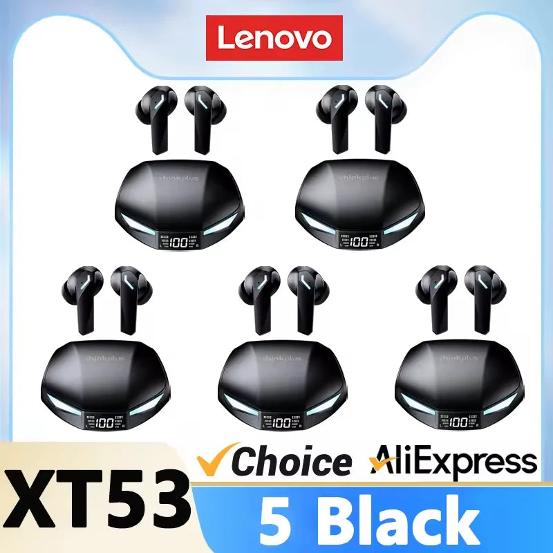 Wholesale Lenovo XT53 Bluetooth 5.4 Earphones LED Power Display Gaming Headphones Waterproof Anti-sweat Upgraded Wireless Earbud