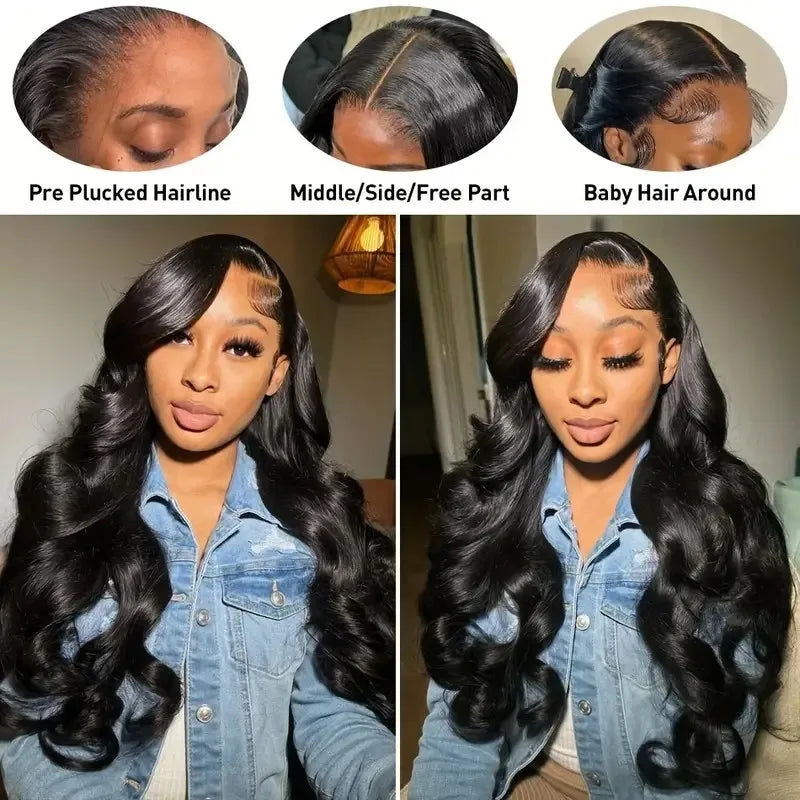 Raw Body Wave 200% Density 30 inch 13x6 HD Lace Front Human Hair Wigs Natural Color