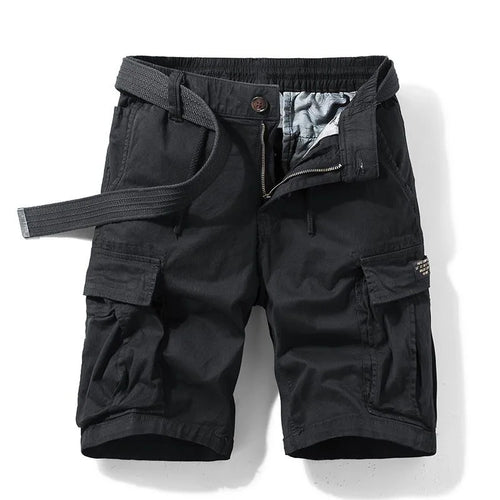 American Style Elastic Shorts Men's Summer Cool Sport Five-Point Pure Cotton Beach Four-Workwear Straight Leg Cargo Shorts