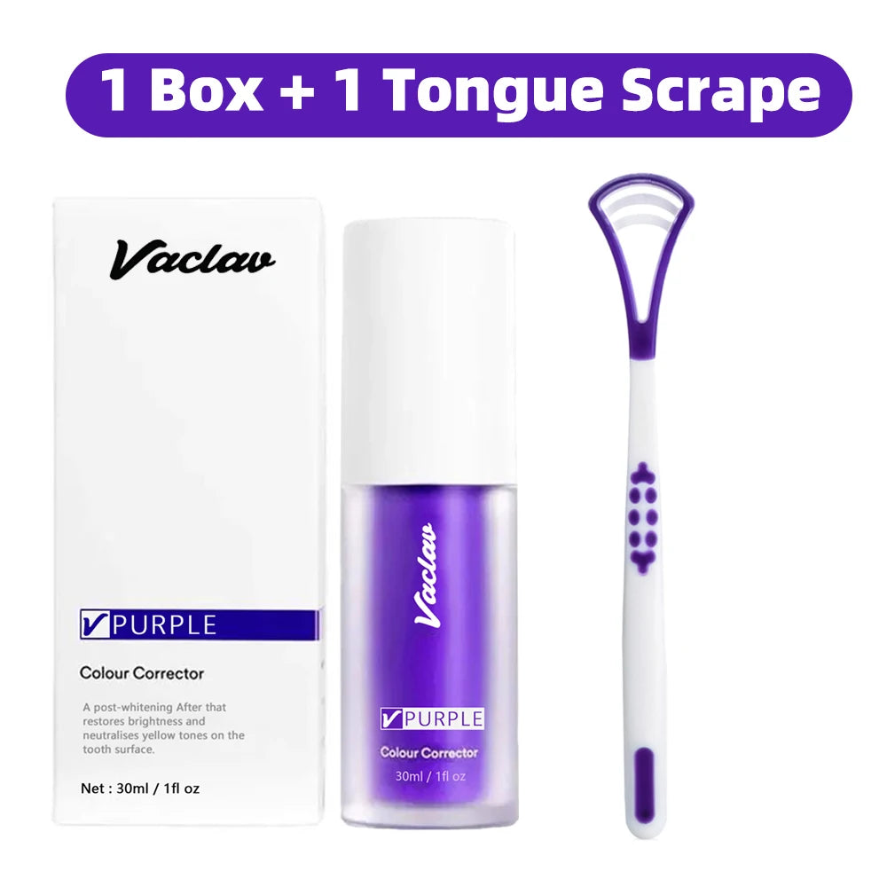 30ml Vaclav Purple Toothpaste Color Collector Removes Tartar Clean Oral Hygiene Fresh Breath Whitening Teeth Care Products