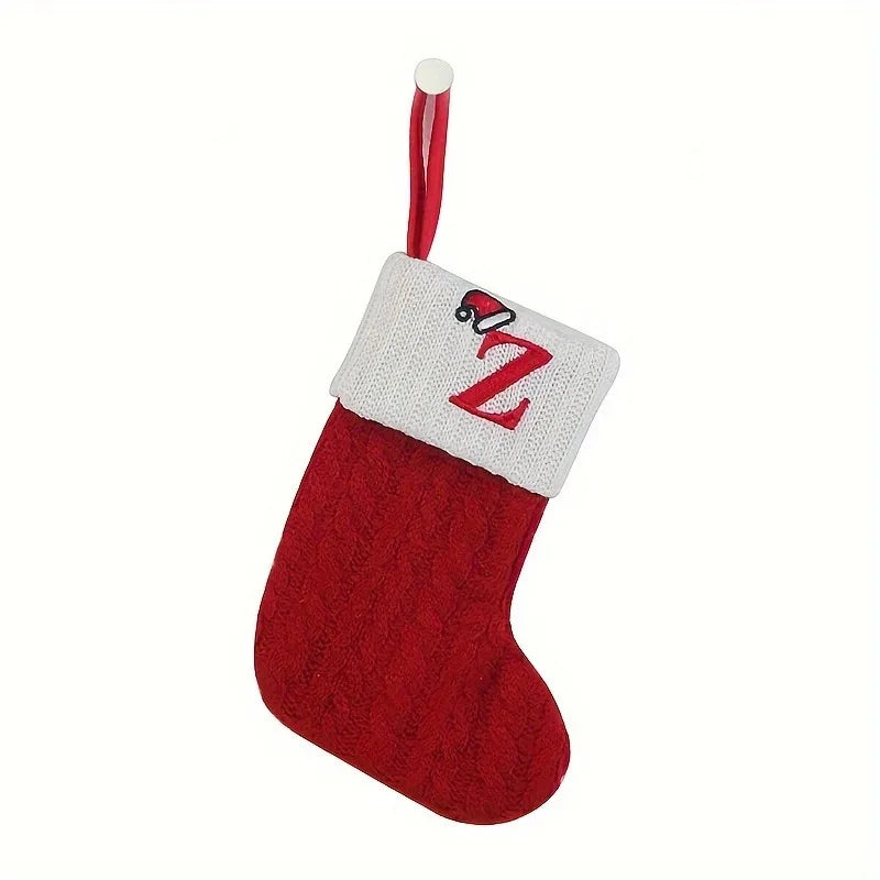 1PC, mini classic Christmas socks, embroidered letter woven theme socks, suitable for home, Christmas tree, holiday decoration