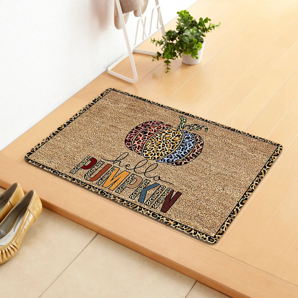 Cartoon Pumpkin Welcome Mat Harvest Themed Rug Non Slip Floor Mat for Entryway Living Room Bedroom Outdoor Indoor Carpet Decor