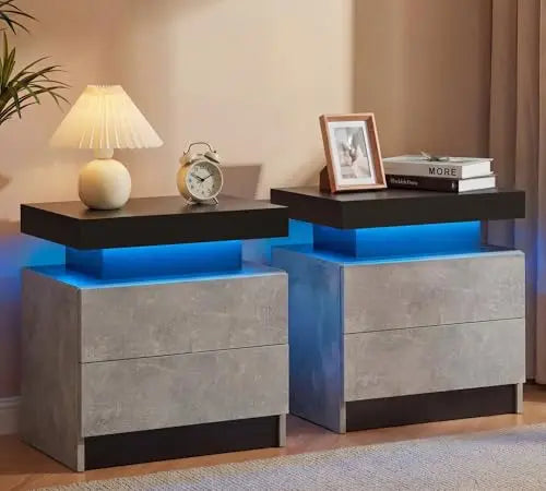 Nightstands Set of 2 LED Night Stand