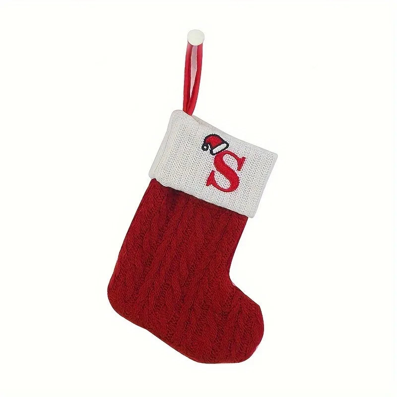 1PC, mini classic Christmas socks, embroidered letter woven theme socks, suitable for home, Christmas tree, holiday decoration