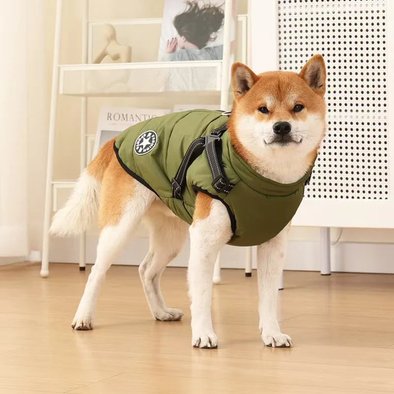 Winter Dog Clothes Super Warm Pet Coat With Harness Windproof For Small, Medium, Big Dogs Outfit S-5XL Jacket