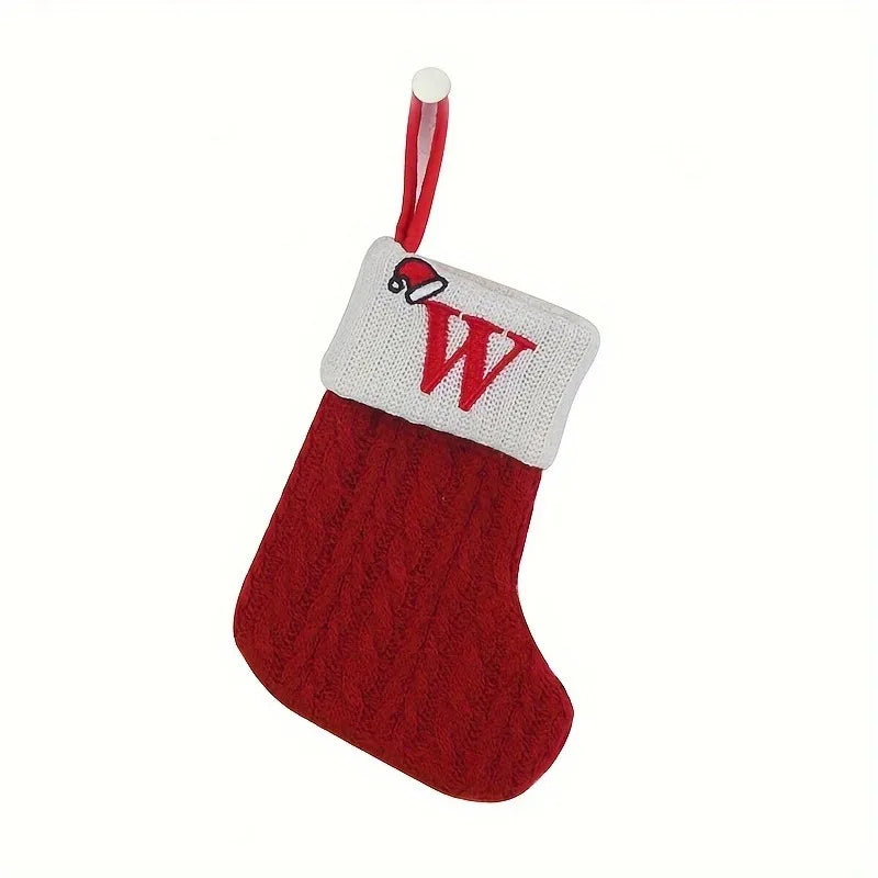 1PC, mini classic Christmas socks, embroidered letter woven theme socks, suitable for home, Christmas tree, holiday decoration