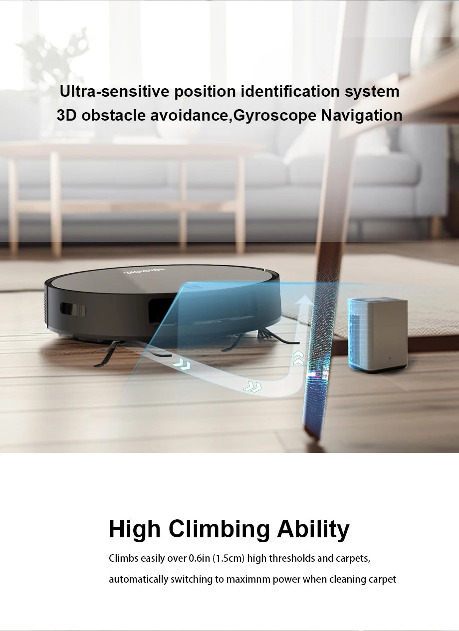 Robot Vacuum Cleaner 6000PA Strong Suction  Robotic App& Remote Control Self-Charging Smart Pet Hair