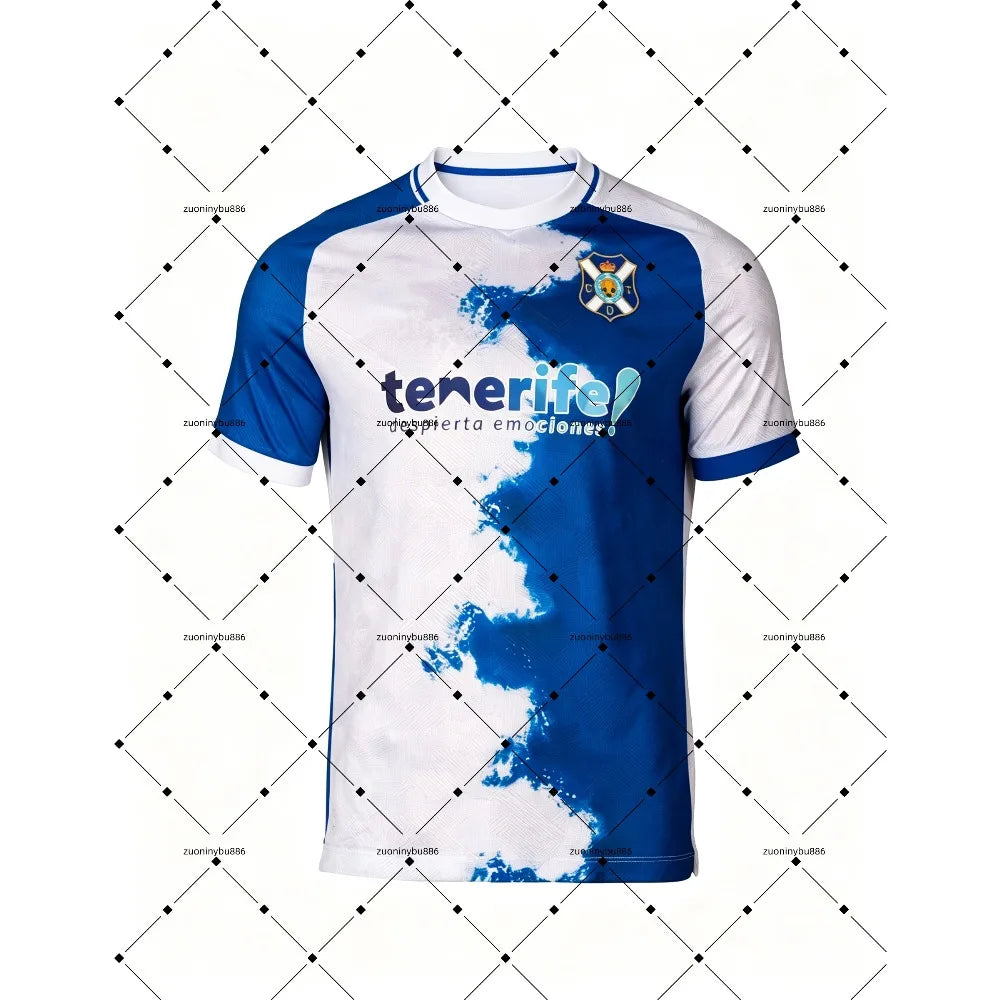 2026-27 CD Tenerife Home and Away Jerseys, T-shirts with Digital Printing Patterns, Sports Breathable Short Sleeves