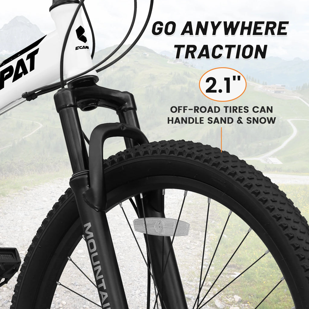 26 Inch Folding Mountain Bike, 21 Speed Full Suspension High-Carbon Steel MTB Dual Disc Brake