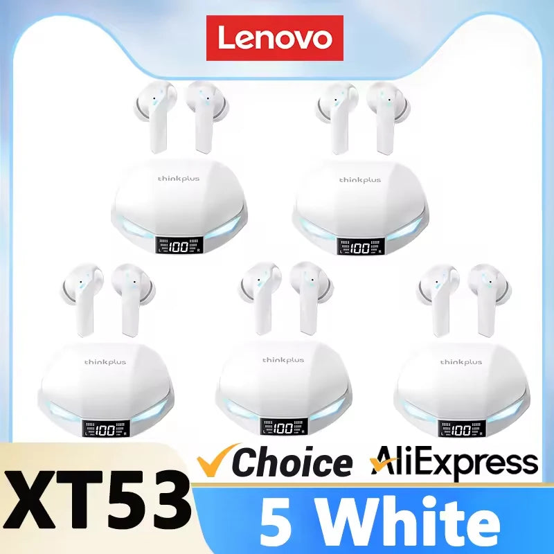 Wholesale Lenovo XT53 Bluetooth 5.4 Earphones LED Power Display Gaming Headphones Waterproof Anti-sweat Upgraded Wireless Earbud