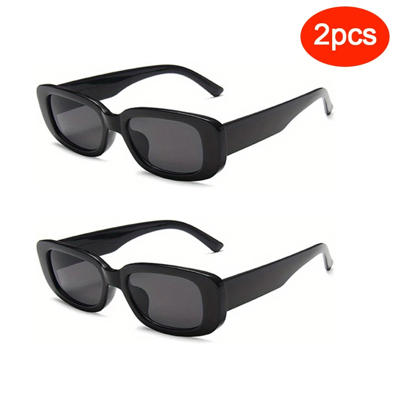 2pcs/3pcs Small Rectangle Frame Sunglasses For Women Men Candy Color Y2K Fashion Sun Glasses Vintage Outdoor Eyewear UV400