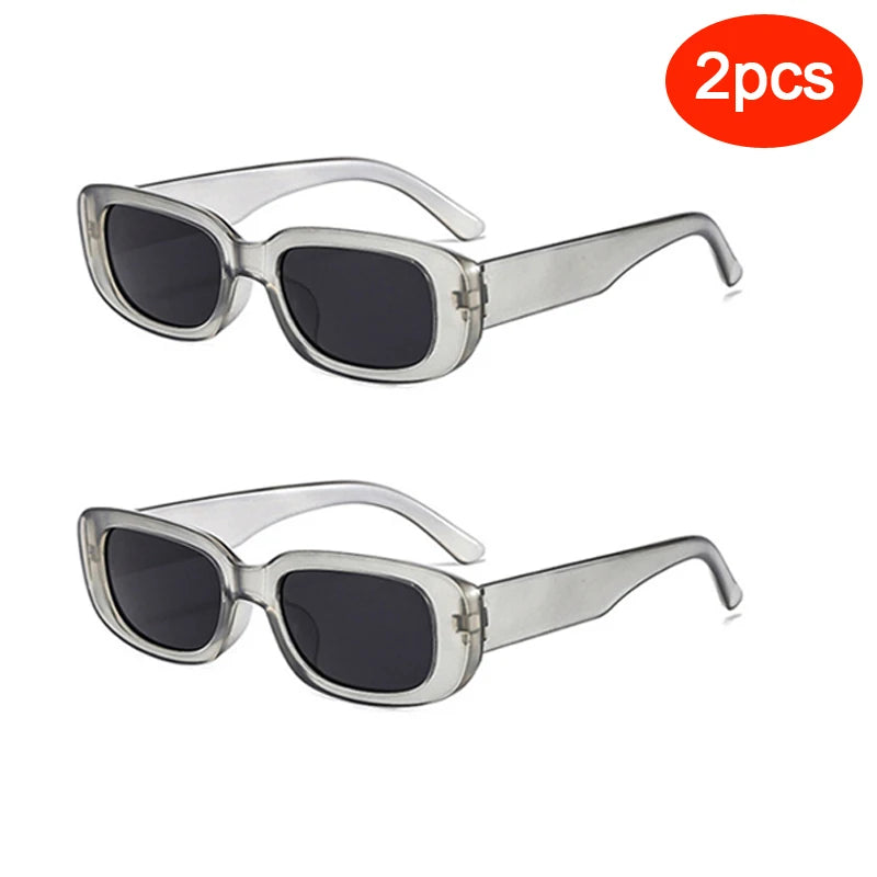 2pcs/3pcs Small Rectangle Frame Sunglasses For Women Men Candy Color Y2K Fashion Sun Glasses Vintage Outdoor Eyewear UV400