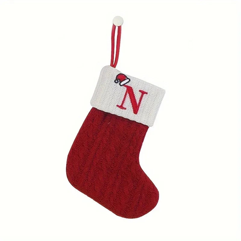 1PC, mini classic Christmas socks, embroidered letter woven theme socks, suitable for home, Christmas tree, holiday decoration