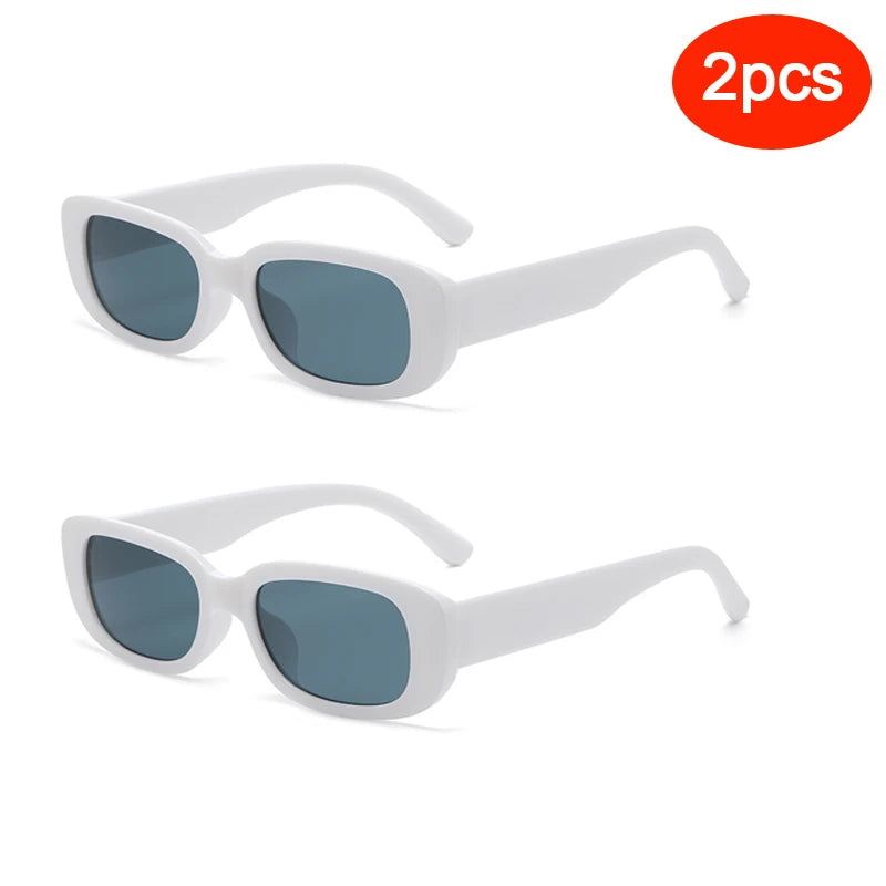 2pcs/3pcs Small Rectangle Frame Sunglasses For Women Men Candy Color Y2K Fashion Sun Glasses Vintage Outdoor Eyewear UV400