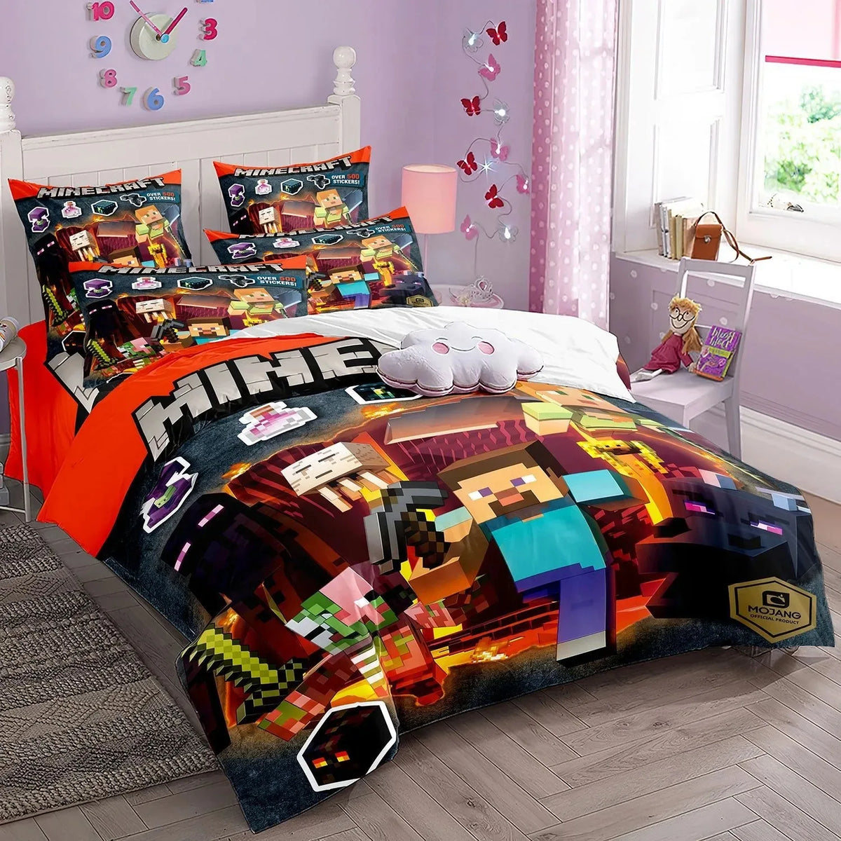 3D Cartoon Minecraft Duvet Cover  Simulated World Bedding Set Pillowcases with Zipper