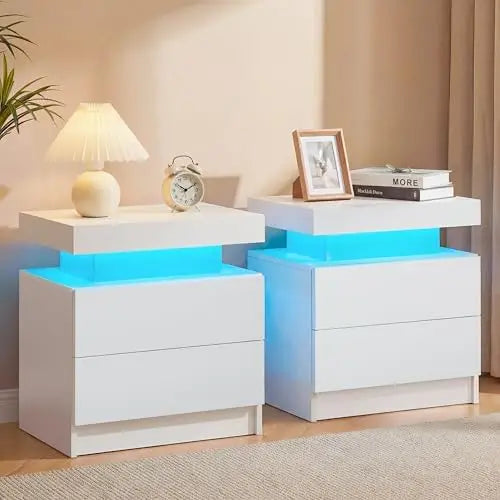 Nightstands Set of 2 LED Night Stand