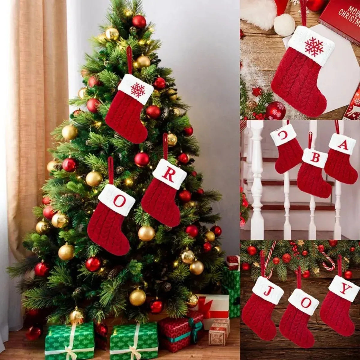 Christmas Alphabet Knitting Socks Christmas Tree Ornaments Christmas Decorations For Home 2024 Navidad Noel 2024 PH276