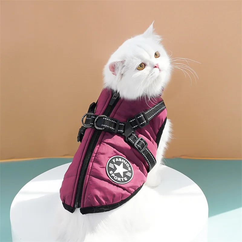 Winter Dog Clothes Super Warm Pet Coat With Harness Windproof For Small, Medium, Big Dogs Outfit S-5XL Jacket