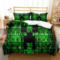 3D Cartoon Minecraft Duvet Cover  Simulated World Bedding Set Pillowcases with Zipper
