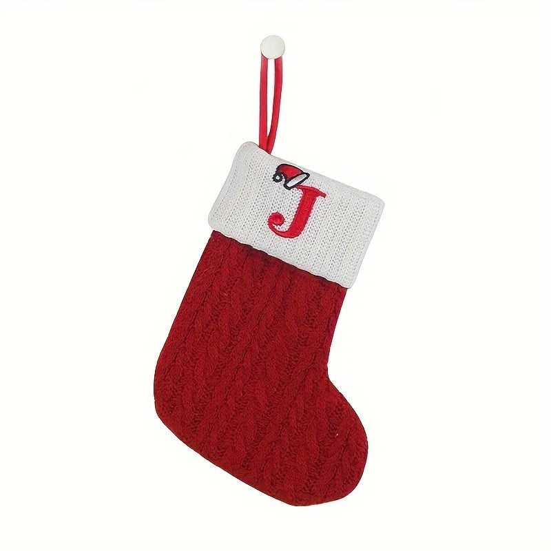 1PC, mini classic Christmas socks, embroidered letter woven theme socks, suitable for home, Christmas tree, holiday decoration