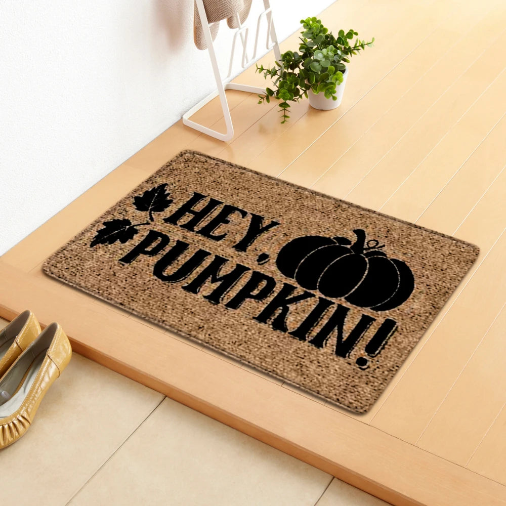 Cartoon Pumpkin Welcome Mat Harvest Themed Rug Non Slip Floor Mat for Entryway Living Room Bedroom Outdoor Indoor Carpet Decor