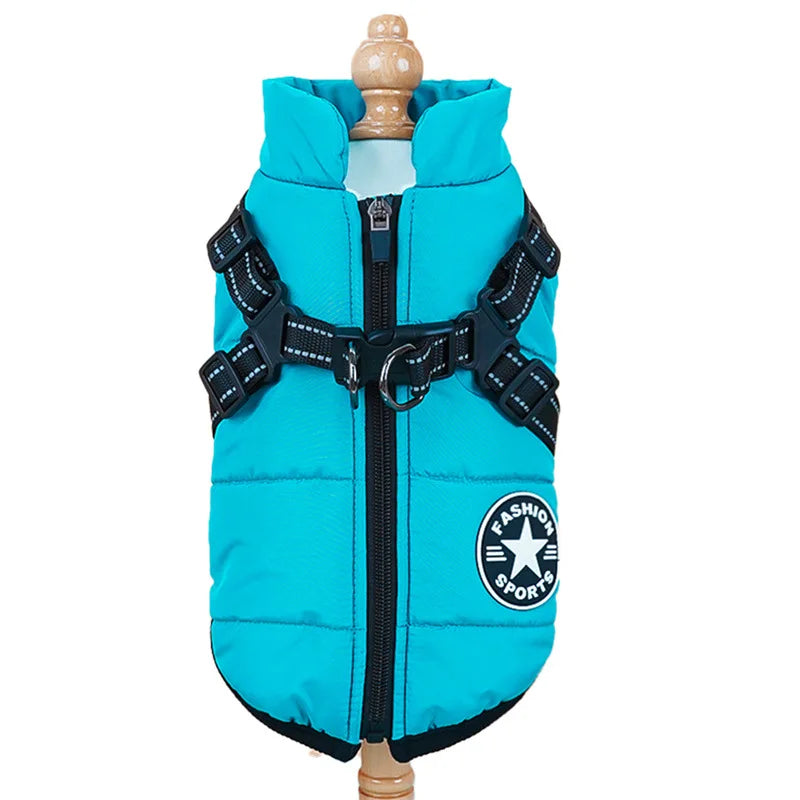 Winter Dog Clothes Super Warm Pet Coat With Harness Windproof For Small, Medium, Big Dogs Outfit S-5XL Jacket