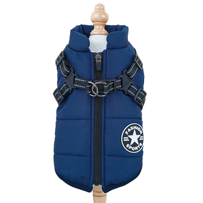 Winter Dog Clothes Super Warm Pet Coat With Harness Windproof For Small, Medium, Big Dogs Outfit S-5XL Jacket