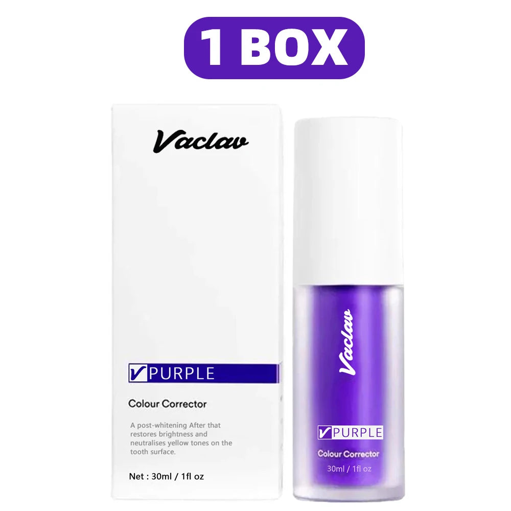 30ml Vaclav Purple Toothpaste Color Collector Removes Tartar Clean Oral Hygiene Fresh Breath Whitening Teeth Care Products