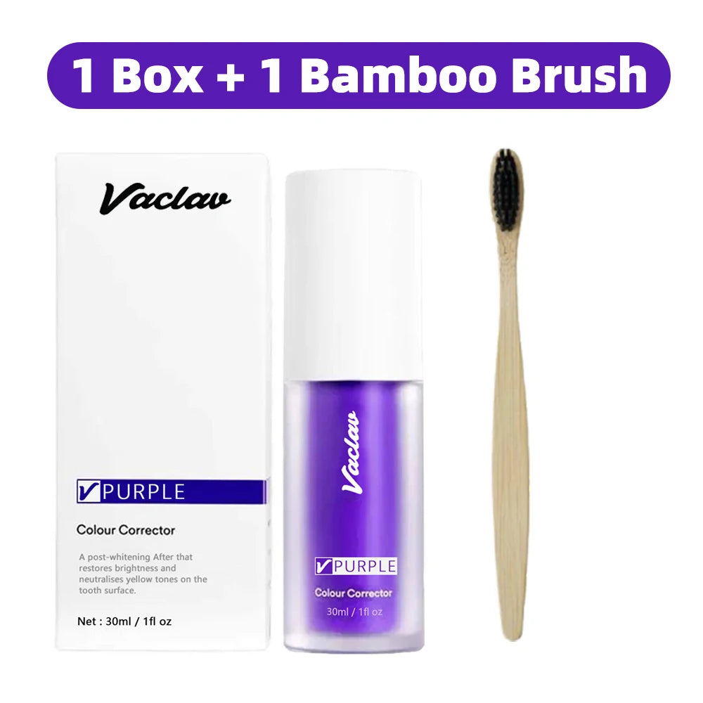 30ml Vaclav Purple Toothpaste Color Collector Removes Tartar Clean Oral Hygiene Fresh Breath Whitening Teeth Care Products