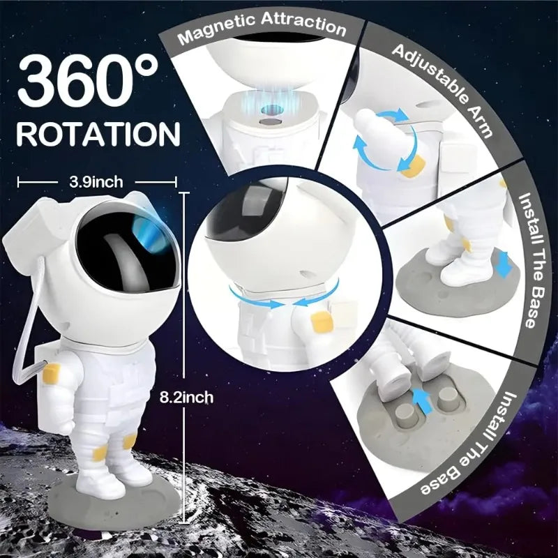 Astronaut Star Projector Night Light 360 Adjustable Timer Remote Control LED Lamp for Bedroom Party Birthday Home Decor Holiday