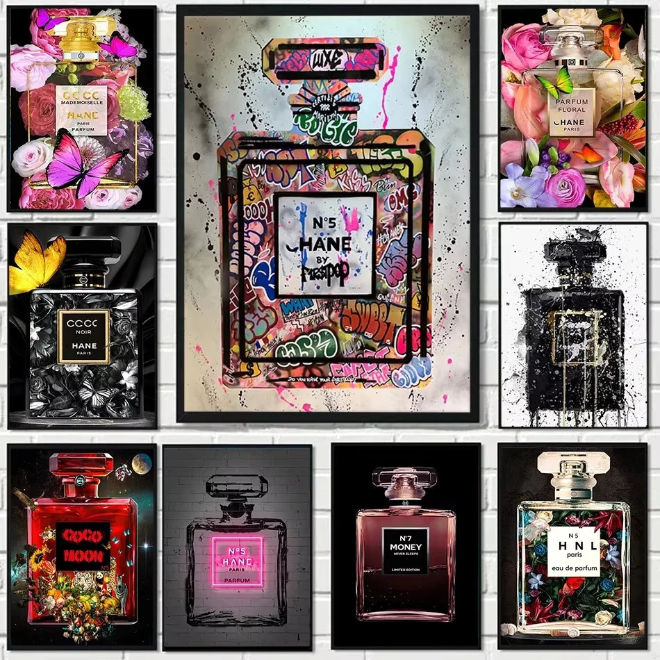 Modern Simple Wall Art Graffiti Fashion Paris Perfume Bottle HD Canvas Print Poster Home Living Room Bedroom Decoration