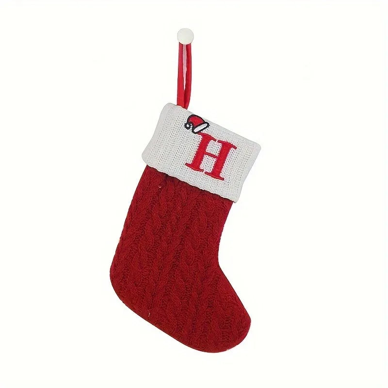 1PC, mini classic Christmas socks, embroidered letter woven theme socks, suitable for home, Christmas tree, holiday decoration