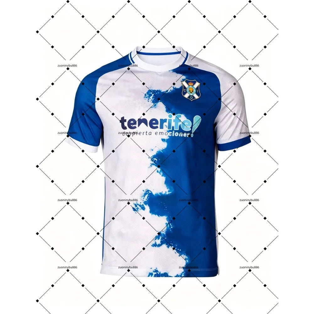 2026-27 CD Tenerife Home and Away Jerseys, T-shirts with Digital Printing Patterns, Sports Breathable Short Sleeves