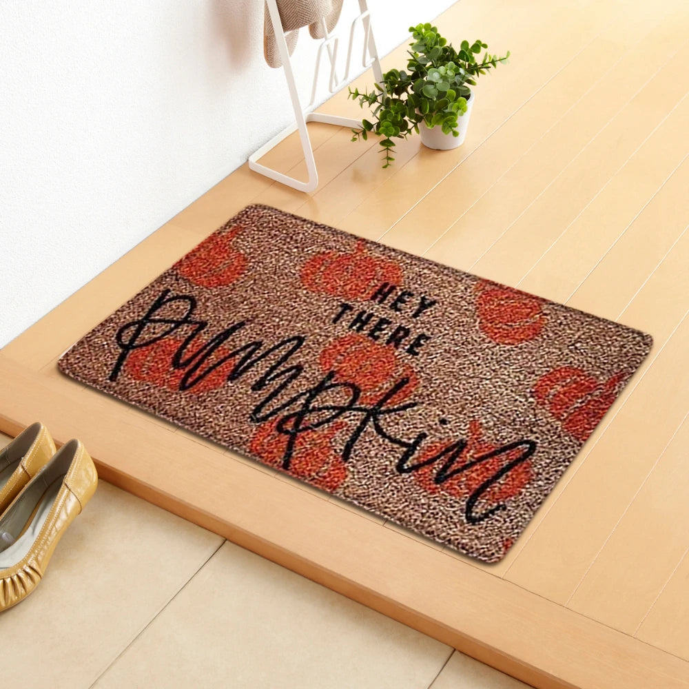 Cartoon Pumpkin Welcome Mat Harvest Themed Rug Non Slip Floor Mat for Entryway Living Room Bedroom Outdoor Indoor Carpet Decor