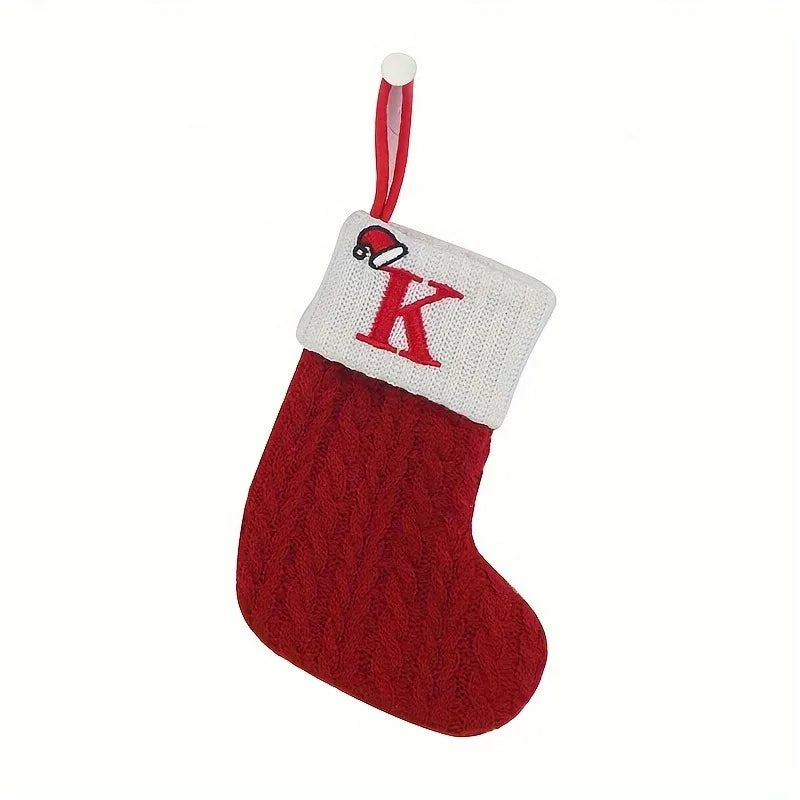 1PC, mini classic Christmas socks, embroidered letter woven theme socks, suitable for home, Christmas tree, holiday decoration