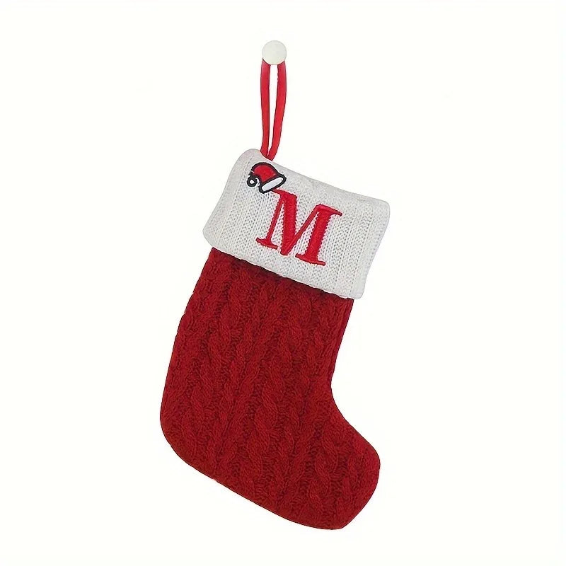 1PC, mini classic Christmas socks, embroidered letter woven theme socks, suitable for home, Christmas tree, holiday decoration